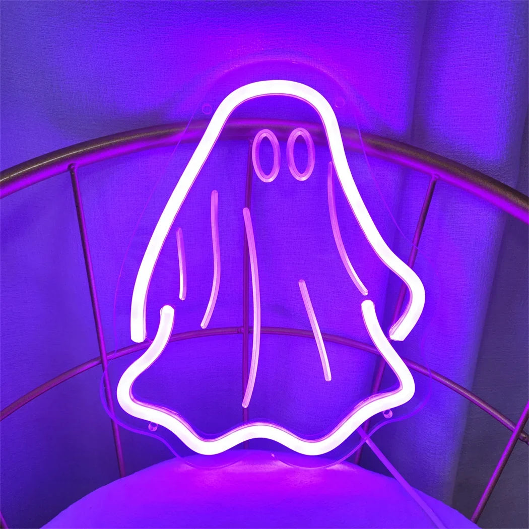 Ghost Neon Sign (10″ × 9″)